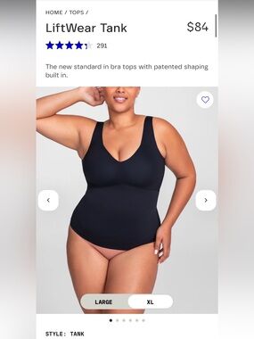 Honeylove black lift wear tank size extra large shapewear compression bodycon